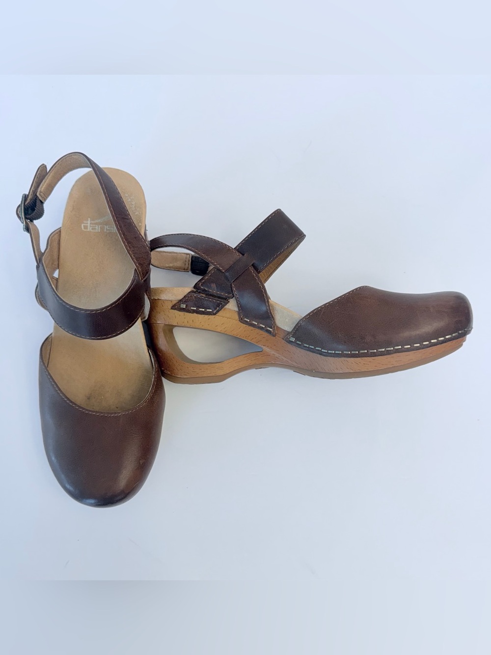 Bundle of Dansko Taci waxy calf leather Mary Jane clogs, black, brown, blue, 37 - Picture 3 of 10